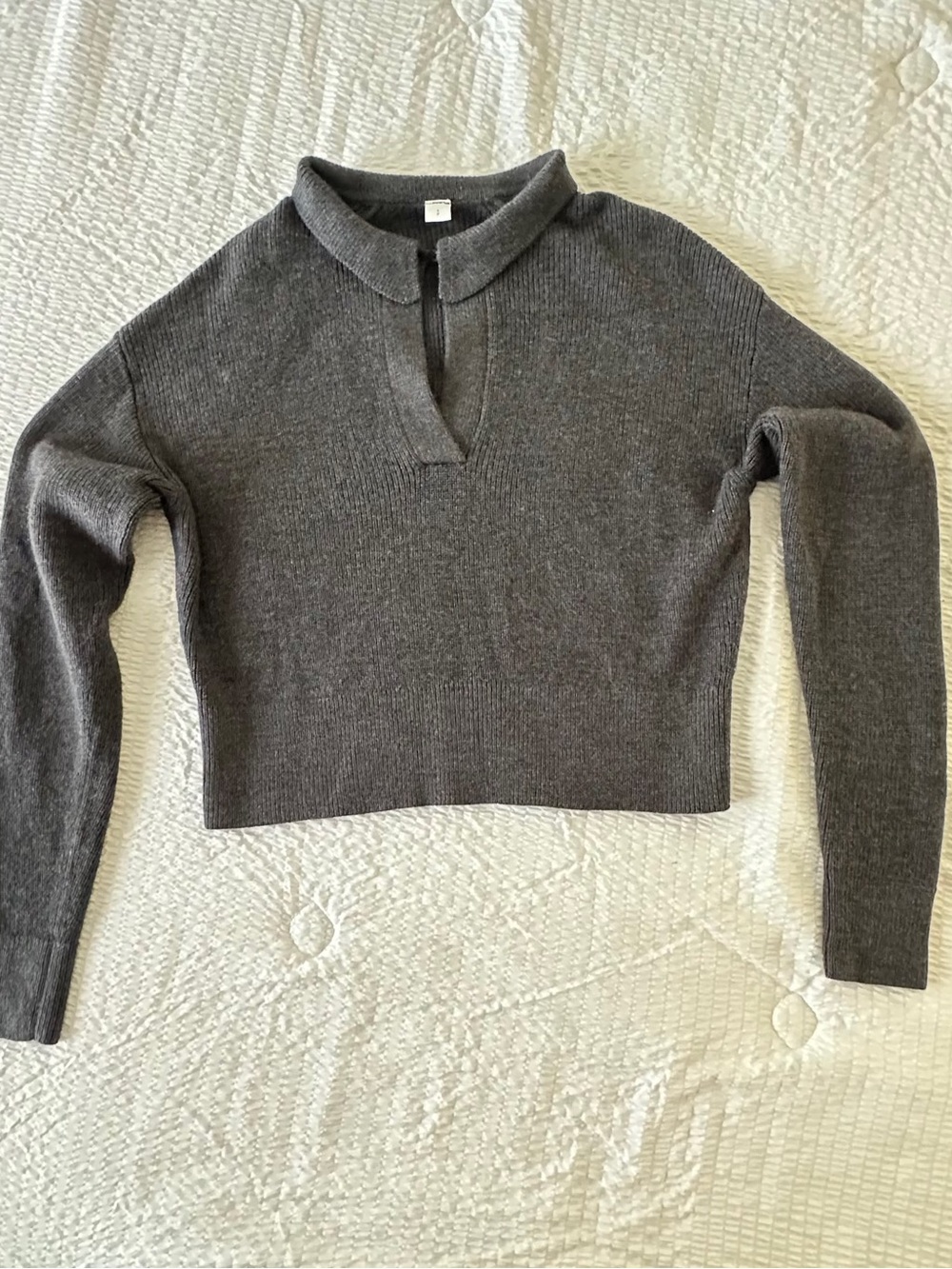 lululemon athletica Charcoal Gray Knit Polo Pullover